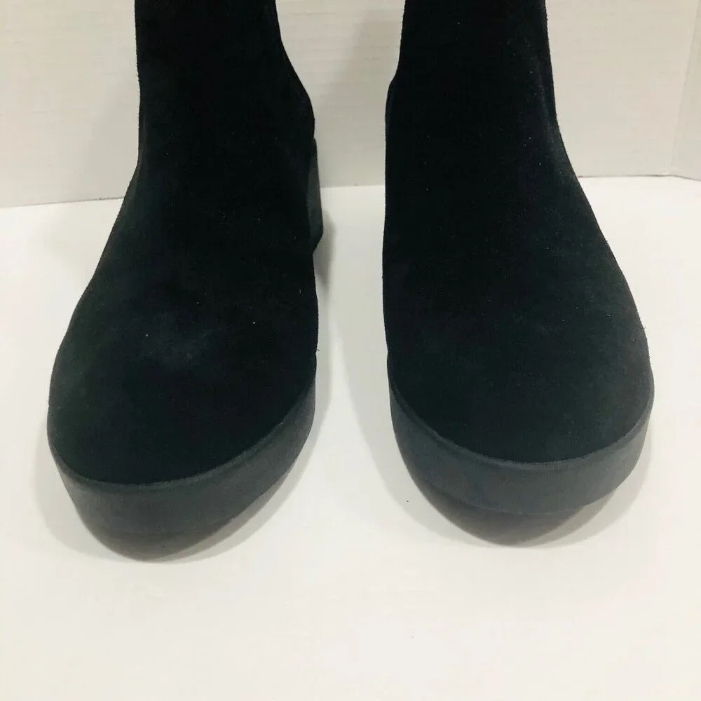 Abeo Womens 10M Black Suede Ankle‎ Boot Booties Goth Grunge Witchy Minimalist